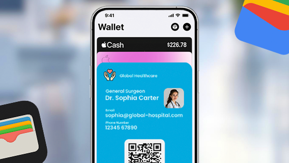 Digital business card stored in Apple Wallet for quick access