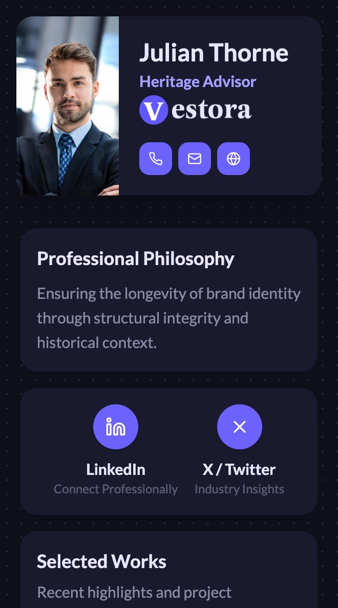 Digital business card preview